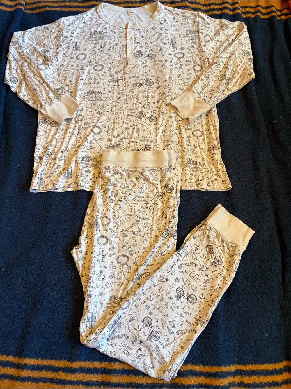 Goumi Cream and Gray Printed Kids Pajama Set - Long Sleeve Two-Piece